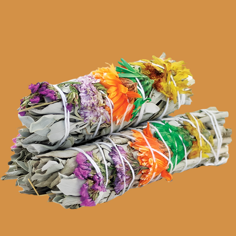 'Good Vibes' Floral White Sage Smudge Stick